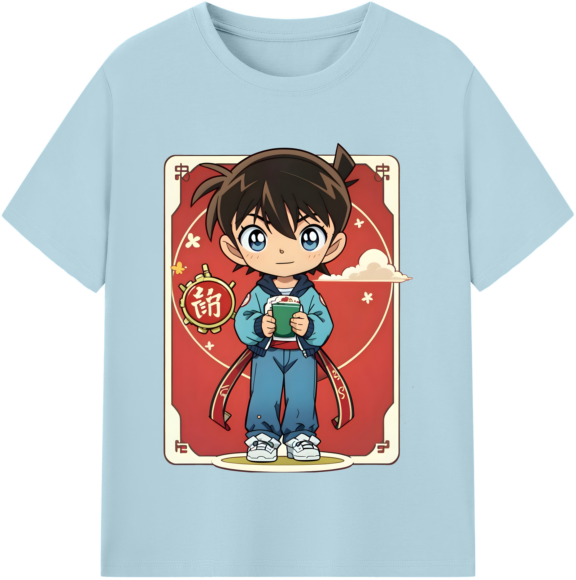（画像用） 名探偵コナン 江戸川 コナン Detective Conan Conan Edogawa 綿100％半袖Tシャツ（フロントプリント）